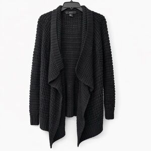 FOREVER 21 SMALL WATERFALL BLACK CARDIGAN (fits like M)